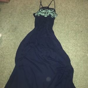 Navy blue and teal maxi dress from Tobi